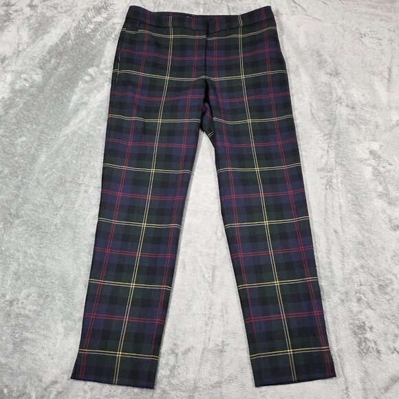 Talbots Pants Womens 8 Green Plaid Hampshire Ankle Straight Leg Preppy Trousers - Picture 1 of 9